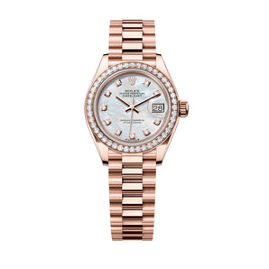 Rolex Lady Datejust 28mm 279135RBR-0010 Full Rose Gold, Diamond Bezel, Mother of Pearl Diamond Dial, Like New 2025