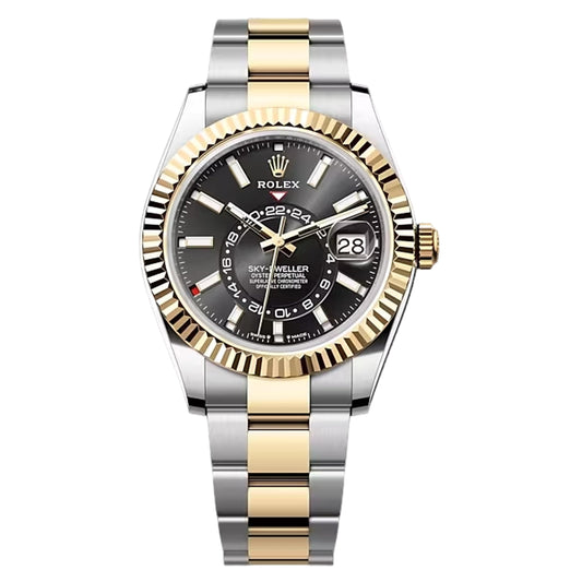 Rolex 326933 Yellow Rolesor Sky-Dweller ,Black Dial worn (like new)