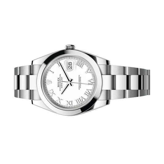 Rolex 126300 Datejust , Smooth Bezel , White Roman Dial worn.