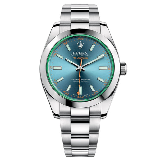 Rolex Milgauss 40mm 116400GV Blue Dial With Green Crystal, Worn