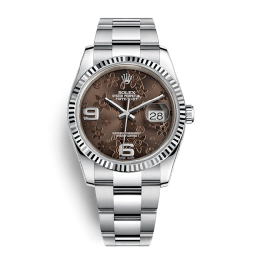 Rolex Datejust 116234 36mm Flora Brown Dial Worn