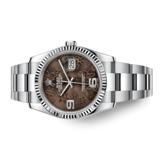 Rolex Datejust 116234 36mm Flora Brown Dial Worn