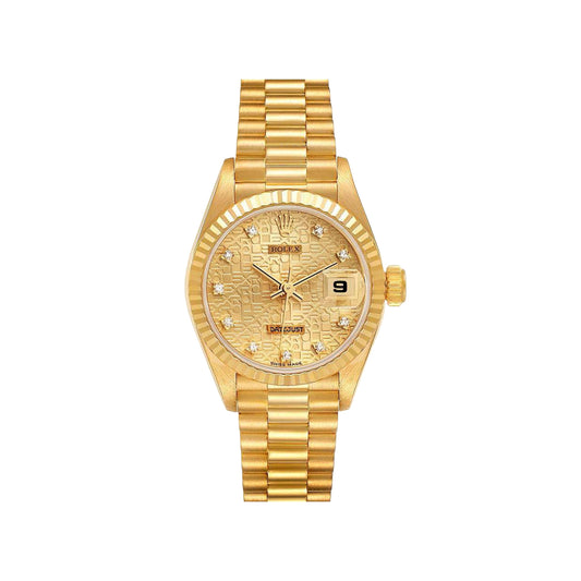 Rolex Datejust 26mm 69178 Full Yellow Gold President, Champagne Computer Diamond Dial, Worn 1991