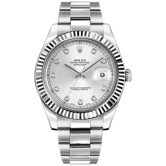 Rolex Datejust 41mm 116334-0007 Silver Diamond Dial, Oyster Bracelet, Unworn 2015