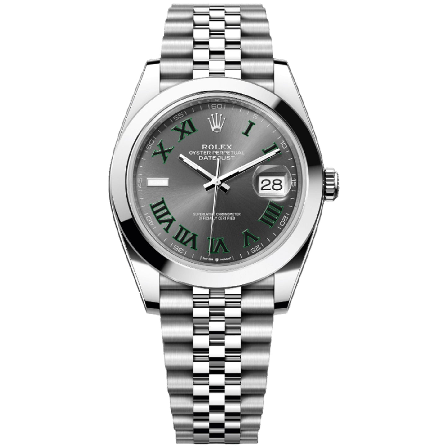 Rolex Datejust Wimbledon 41mm 126300-0014 Smooth Bezel, Grey and Green Roman Dial, Unworn 2025