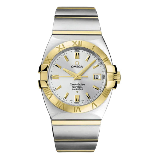 Omega Constellation Double Eagle Perpetual Calendar Quartz 35mm 1211.30.00 Silver Index Dial, Worn