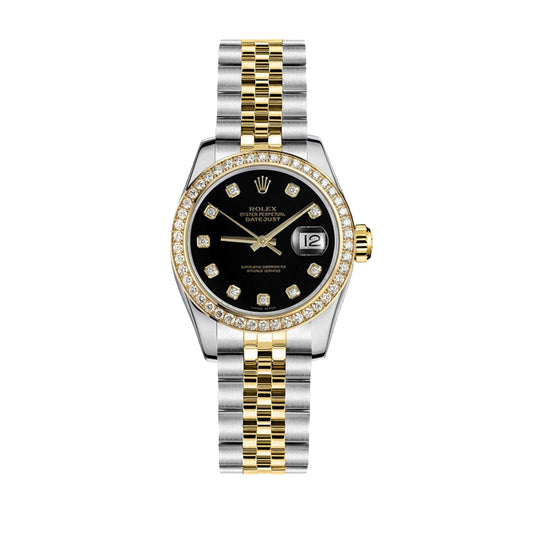 Rolex Lady Datejust 26mm 179383 Diamond Bezel, Black Diamond Dial, Worn 2013