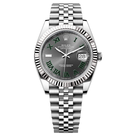 Rolex Datejust Wimbledon 41mm 126334-0022 Grey and Green Roman, Worn 2023