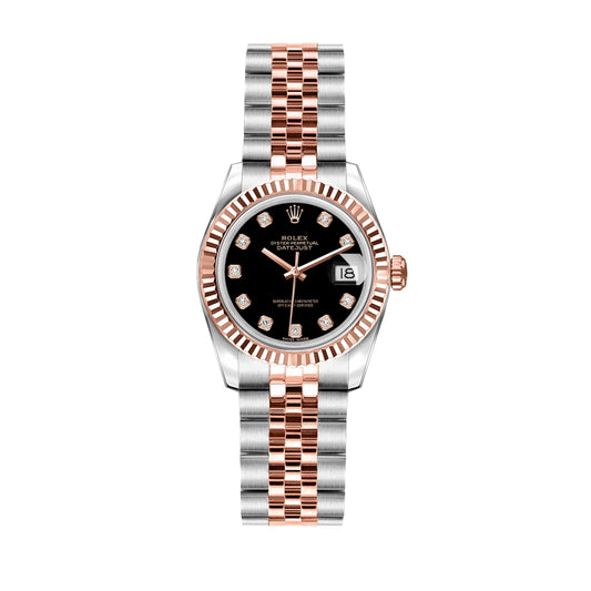 Rolex Lady Datejust 26mm 179171 Rose Gold, Black Diamond Dial, Worn 2011