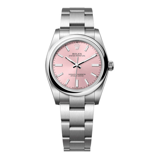 Rolex Oyster Perpetual 34mm 124200-0004 Pink Index Dial, Unworn 2025