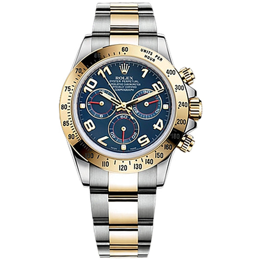 Rolex Daytona 40mm 116523 Yellow Gold Blue Racing Dial, Worn