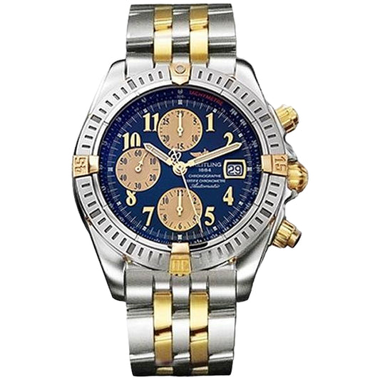 Breitling Chronomat Evolution 44mm B13356 Blue Numeral Dial and Yellow Gold Subdials, Worn