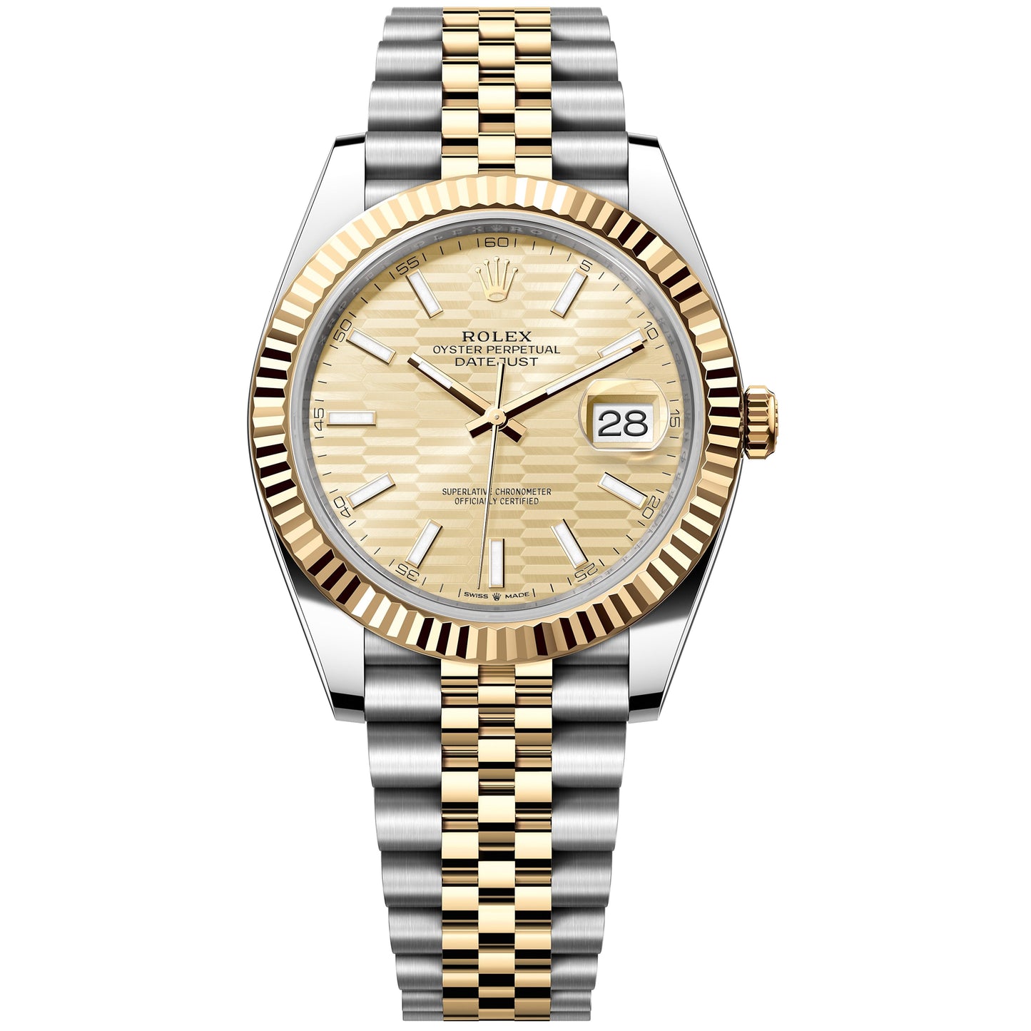 Rolex Datejust 41mm 126333-0022 Yellow Gold Motif Index Dial, Worn