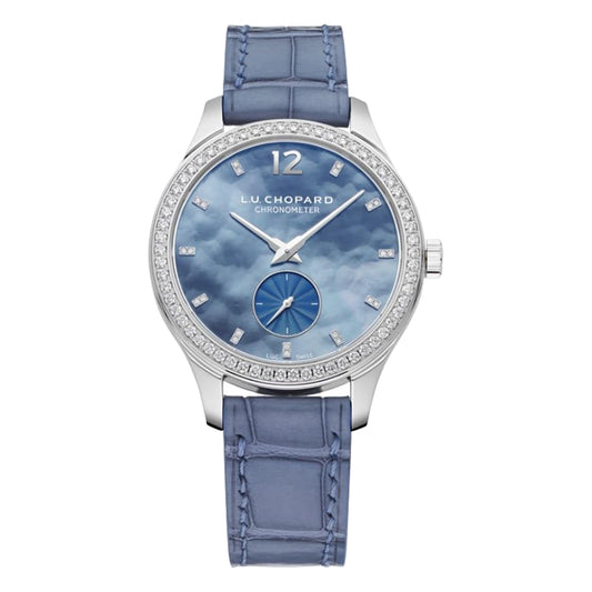 Chopard L.U.C XPS Esprit De Fleurier 35mm 131968-1002 Blue Mother of Pearl MOP Numeral Diamond Index Dial, Unworn 2024