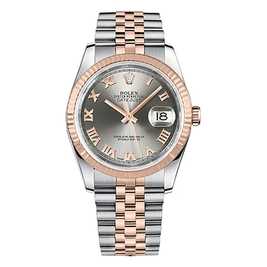 Rolex Datejust 36mm 116231 Rose Gold Silver Roman Dial, Worn