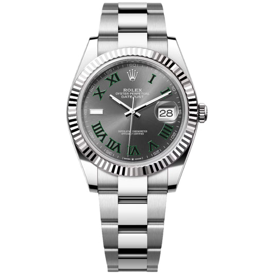 Rolex Datejust Wimbledon 41mm 126334-0021 Grey and Green Roman, Oyster Bracelet, Unworn 2024