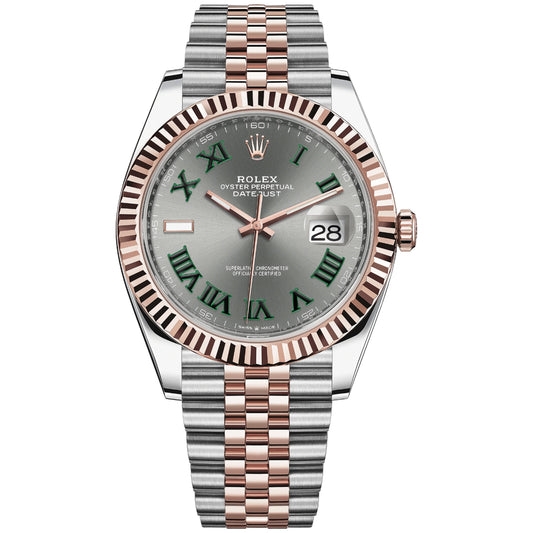 Rolex Datejust Wimbledon 41mm 126331-0016 Rose Gold, Gray Dial and Green Roman Dial, Unworn 2024