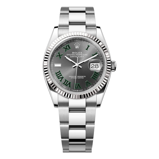 Rolex Datejust Wimbledon 36mm 126234-0046 Grey and Green Roman Dial, Oyster Bracelet, Unworn 2024