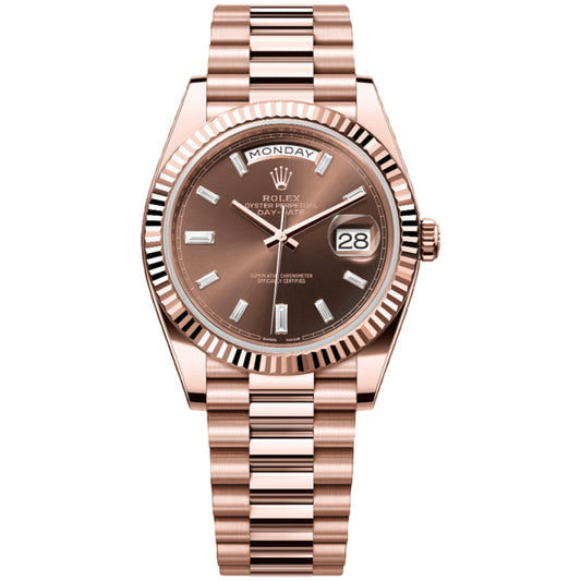 Rolex Day-Date 40mm 228235-0003 Chocolate Baguette Diamond Dial, Worn