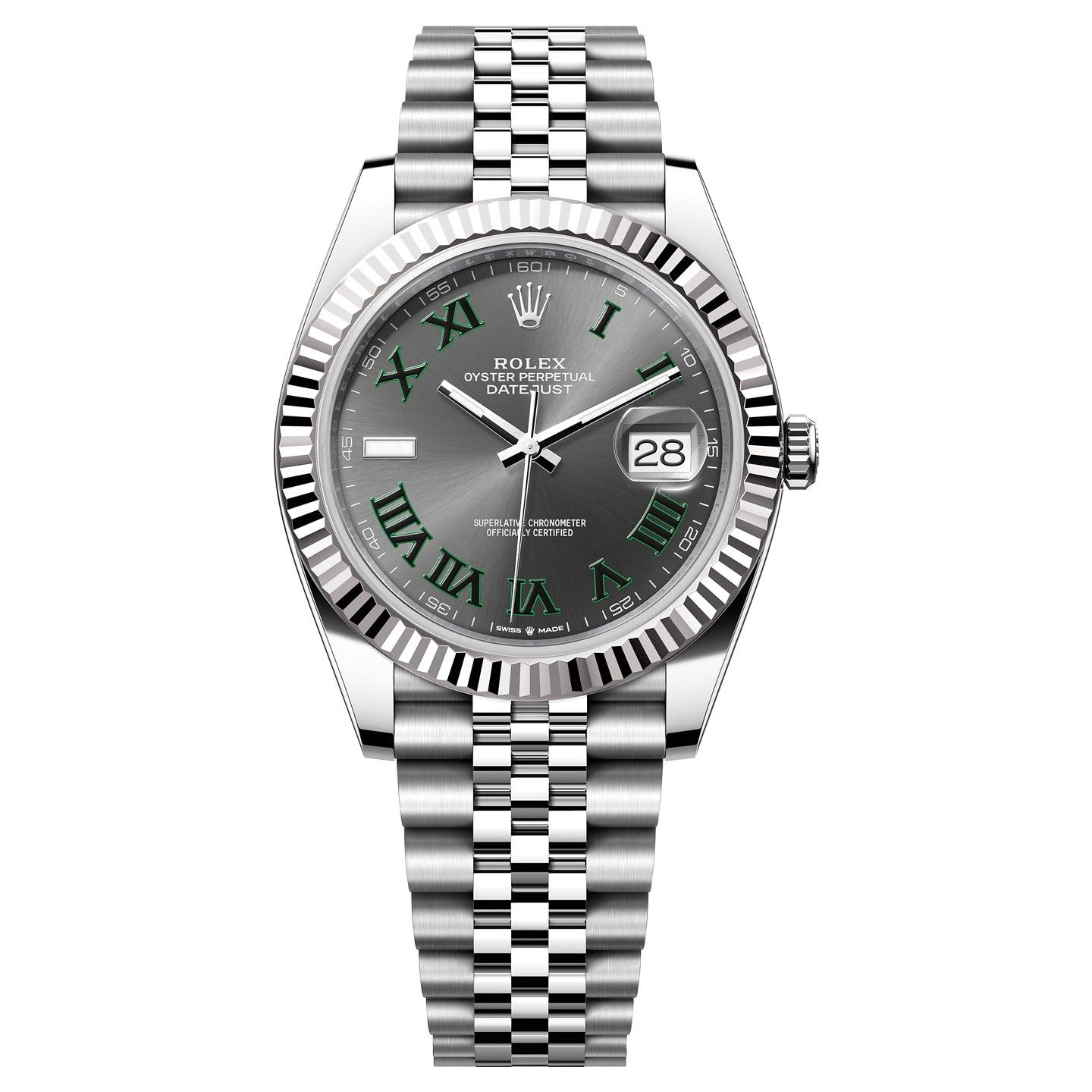 Rolex Datejust Wimbledon 41mm 126334-0022 Grey and Green Roman, Unworn 2025