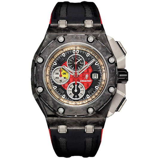 Audemars Piguet Royal Oak Off Shore Grand Prix Titanium 44mm 26290IO.OO.A001VE.01 "Méga Tapisserie" Black and Red Dial, Worn 2016