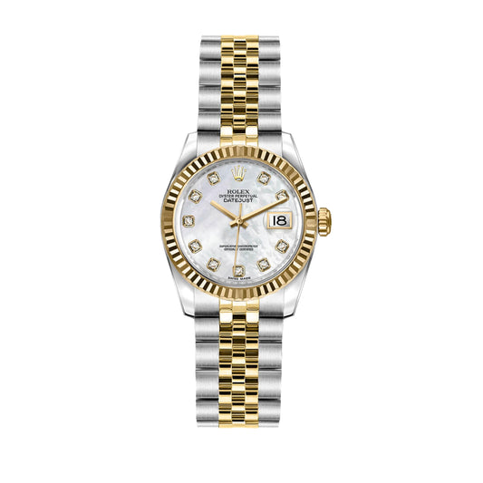 Rolex Datejust 26mm 179173 Yellow Gold, Mother of Pearl MOP Diamond Dial, Worn