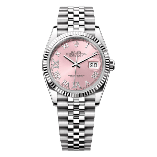 Rolex Datejust 36mm 126234-0031 Pink Roman with Diamond VI and XI Dial, Unworn 2024