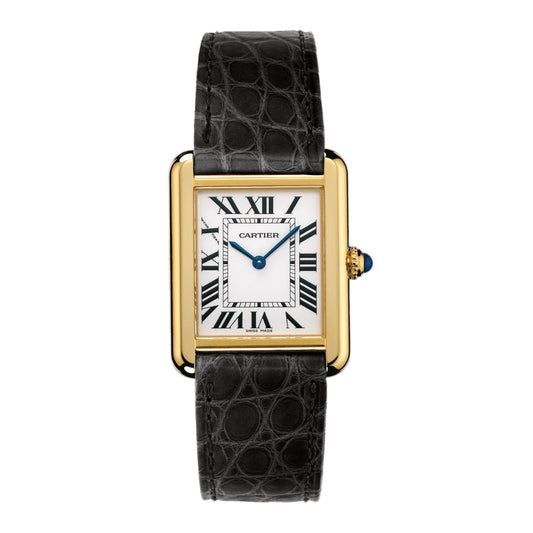 Cartier Tank Solo 24.5mm x 31mm W5200002 Yellow gold Silver Roman Dial, Worn