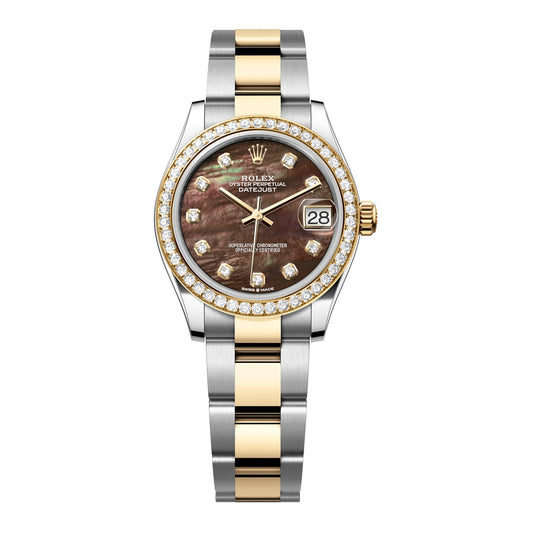 Rolex Datejust Yellow Gold 31mm 278383RBR-0023 Dark Mother of Pearl MOP Diamond Dial, Very Good Condition