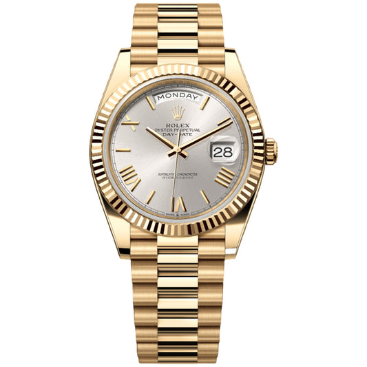 Rolex Day Date 40mm 228238-0002 Full Yellow Gold, Silver Roman Dial, Worn