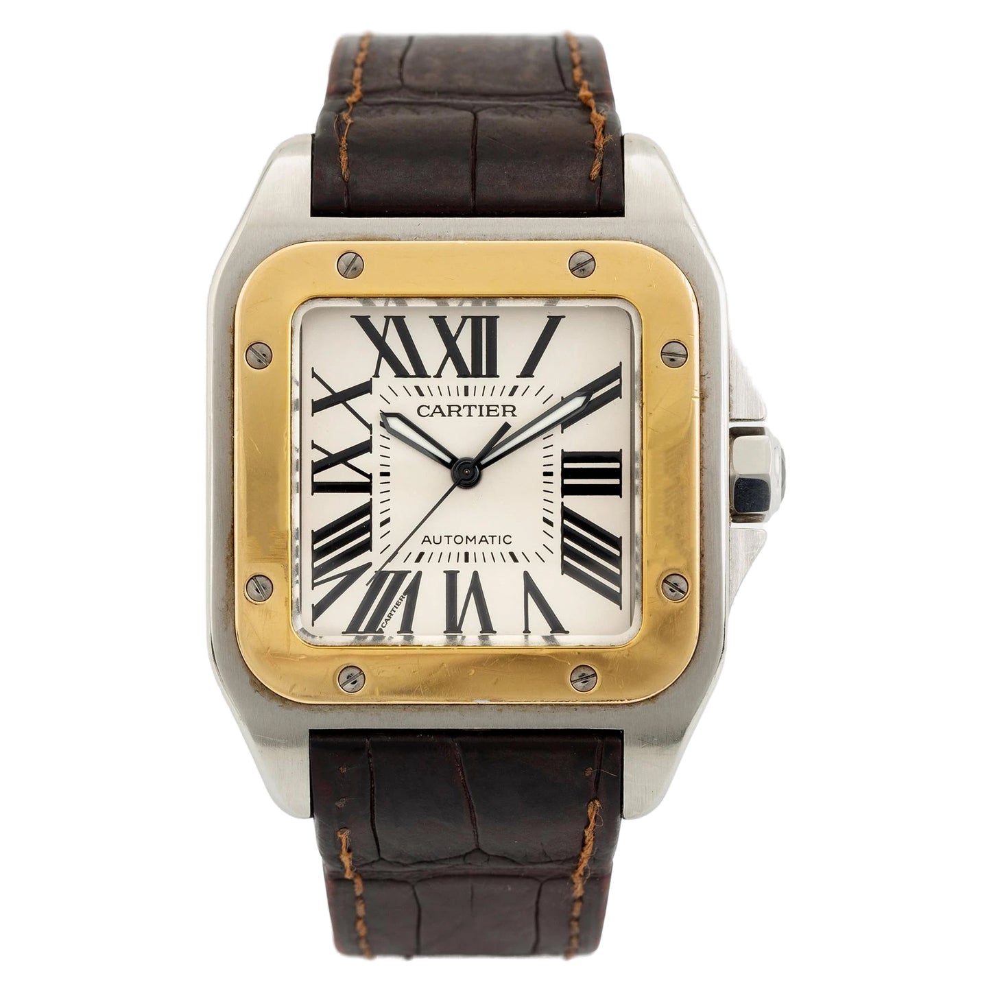 Cartier Santos 100 XL 100th Anniversary 38mm x 51mm 2656 Silver Roman Dial, Worn 1904 - 2004