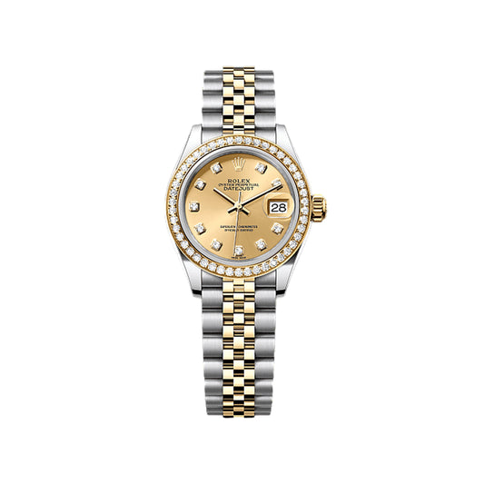 Rolex Lady Datejust 26mm 179383 Diamond Bezel, Champagne Diamond Dial, Worn