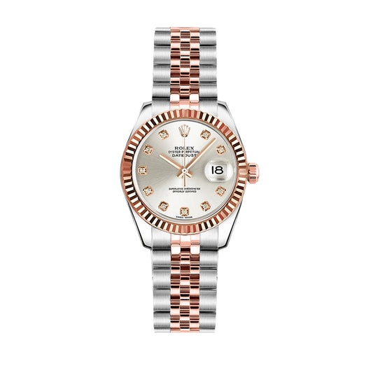 Rolex Lady Datejust 26mm 179171 Rose Gold Silver Diamond Dial, Worn