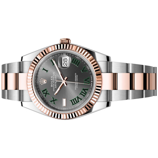 Rolex Datejust Wimbledon 41mm 126331-0015 Rose Gold, Grey Dial and Green Roman Dial, Oyster Bracelet, Unworn 2024