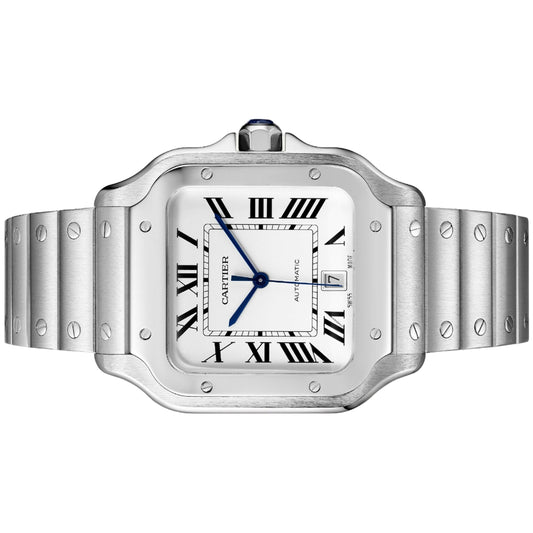 Cartier Santos Large 39.8mm WSSA0018 Silver Roman Dial, Worn