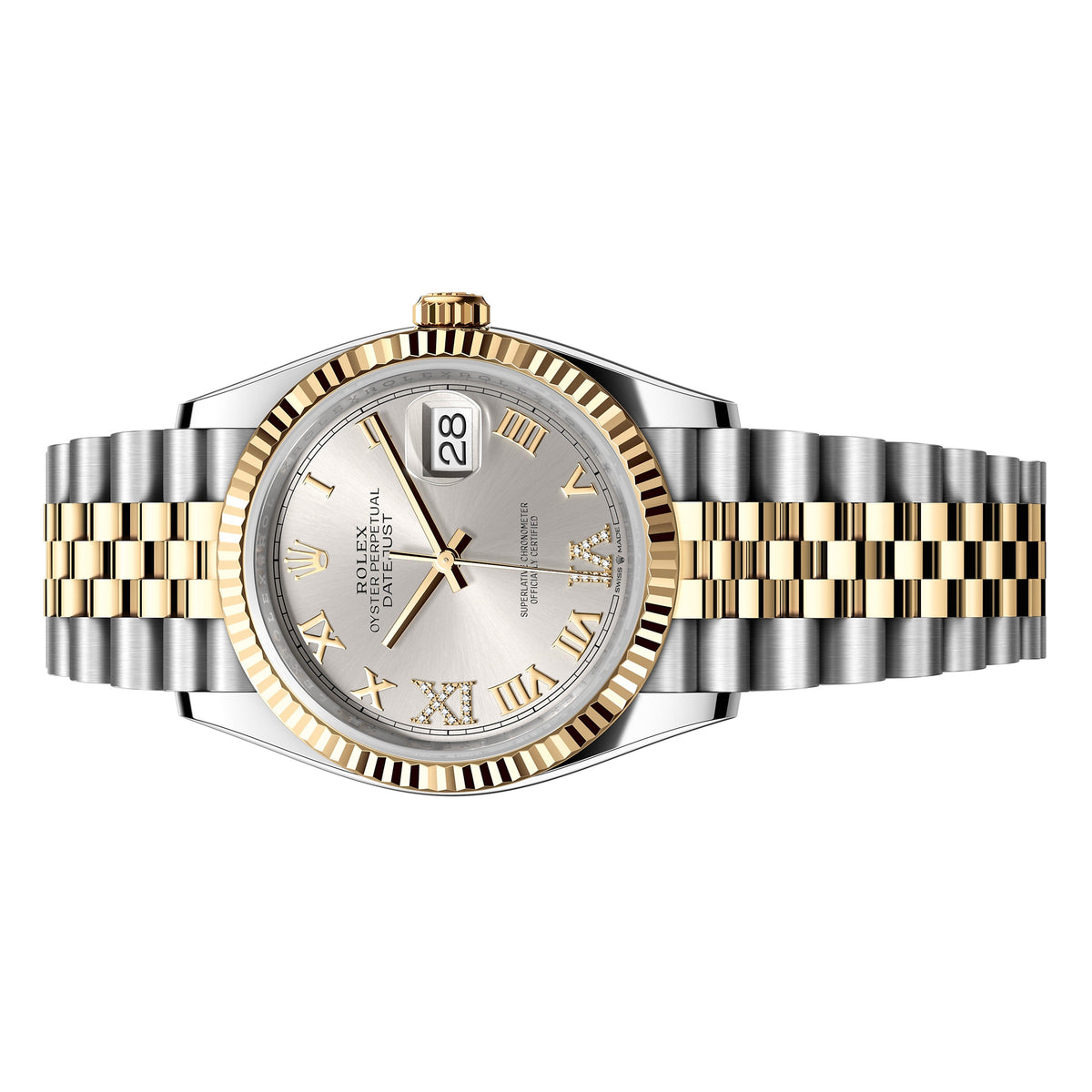 Rolex Datejust 36mm 126233-0031 Silver Roman with 6 & 9 Diamond Dial ...