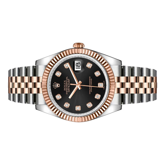 Rolex Datejust 36mm 116231 Rose Gold, Black Diamond Dial, Worn