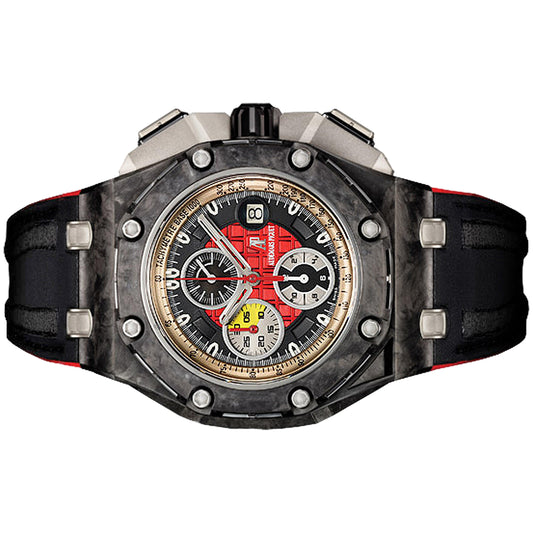 Audemars Piguet Royal Oak Off Shore Grand Prix Titanium 44mm 26290IO.OO.A001VE.01 "Méga Tapisserie" Black and Red Dial, Worn 2016