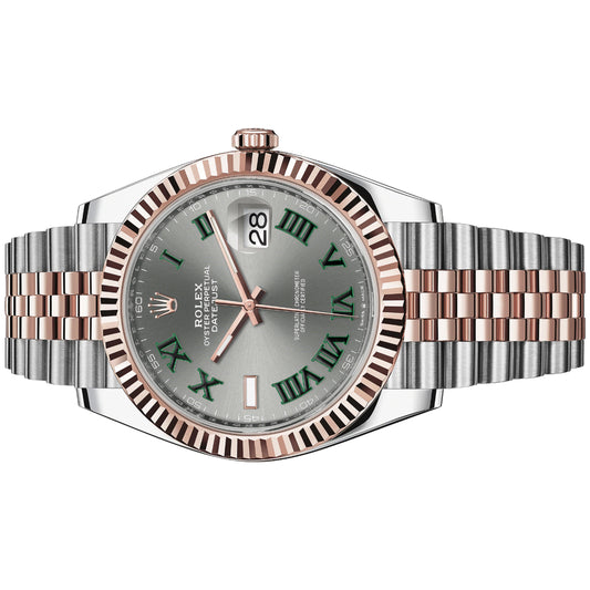 Rolex Datejust Wimbledon 41mm 126331-0016 Rose Gold, Gray Dial and Green Roman Dial, Unworn 2024