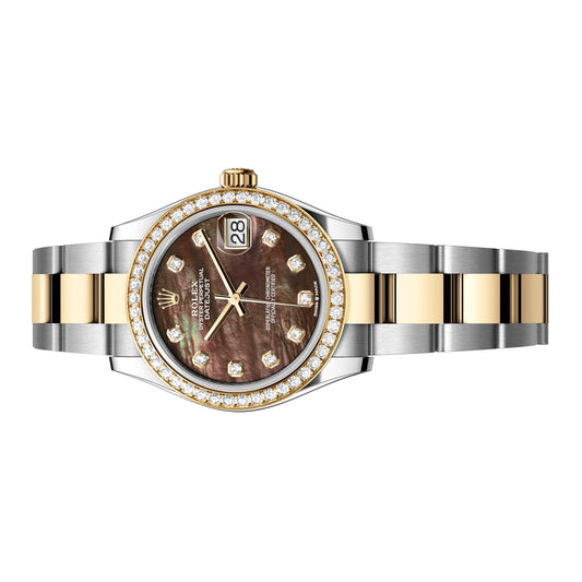 Rolex Datejust Yellow Gold 31mm 278383RBR-0023 Dark Mother of Pearl MOP Diamond Dial, Very Good Condition