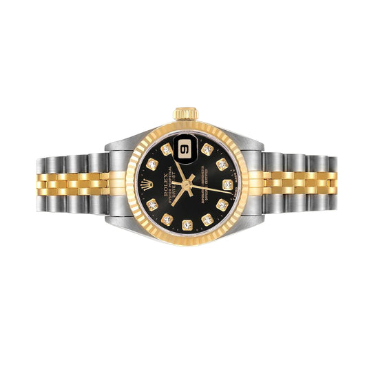 Rolex Datejust 26mm 179173 Yellow Gold Black Diamond Dial, Worn