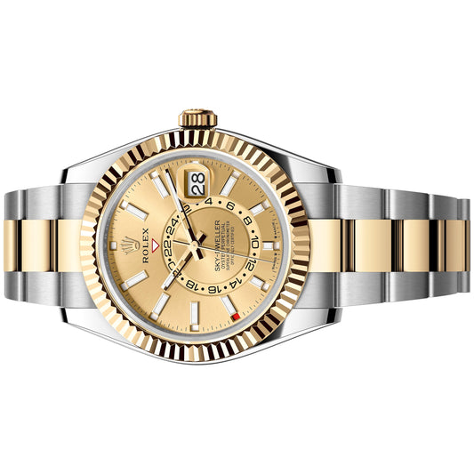 Rolex Sky Dweller 42mm 336933-0001 Yellow Gold Champagne Index Dial, Worn