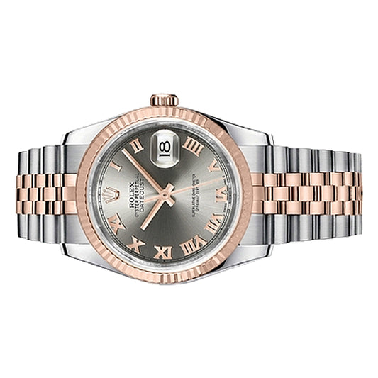 Rolex Datejust 36mm 116231 Rose Gold Silver Roman Dial, Worn