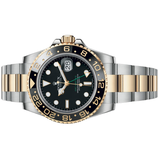 Rolex GMT-Master II 40mm 116713LN Black Dial, Yellow Gold, Worn