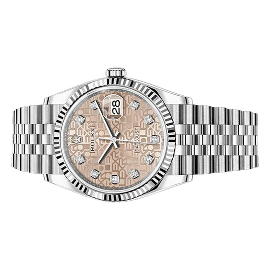 Rolex Datejust 36mm 126234 Pink Jubilee Diamond Dial, Worn