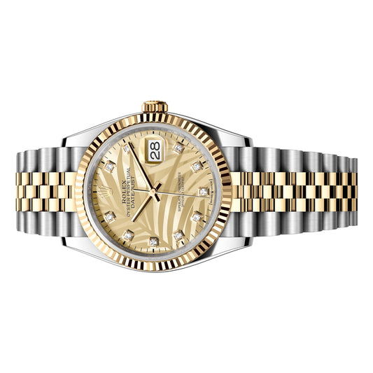 Rolex Datejust 36mm 126233-0043 Golden Palm Motif Diamond Dial, Yellow Gold, Unworn 2024