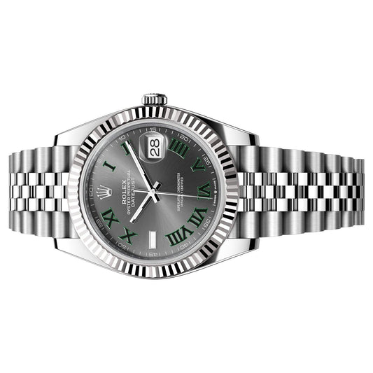 Rolex Datejust Wimbledon 41mm 126334-0022 Grey and Green Roman, Worn 2023