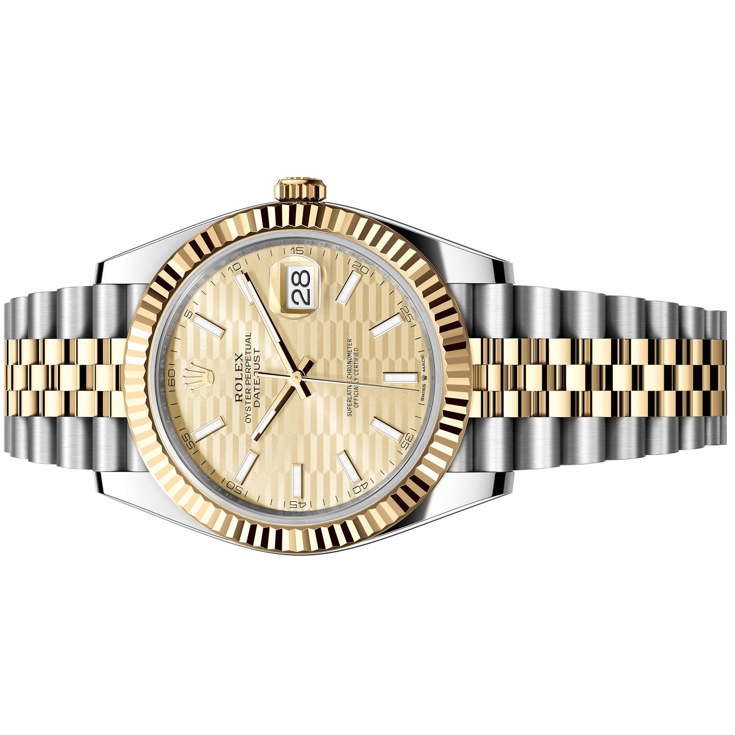 Rolex Datejust 41mm 126333-0022 Yellow Gold Motif Index Dial, Worn