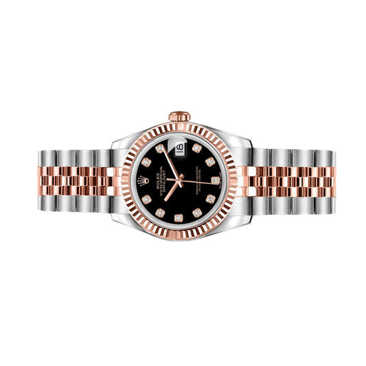 Rolex Lady Datejust 26mm 179171 Rose Gold, Black Diamond Dial, Worn 2011