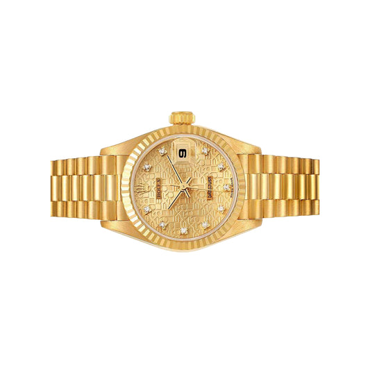 Rolex Datejust 26mm 69178 Full Yellow Gold President, Champagne Computer Diamond Dial, Worn 1991